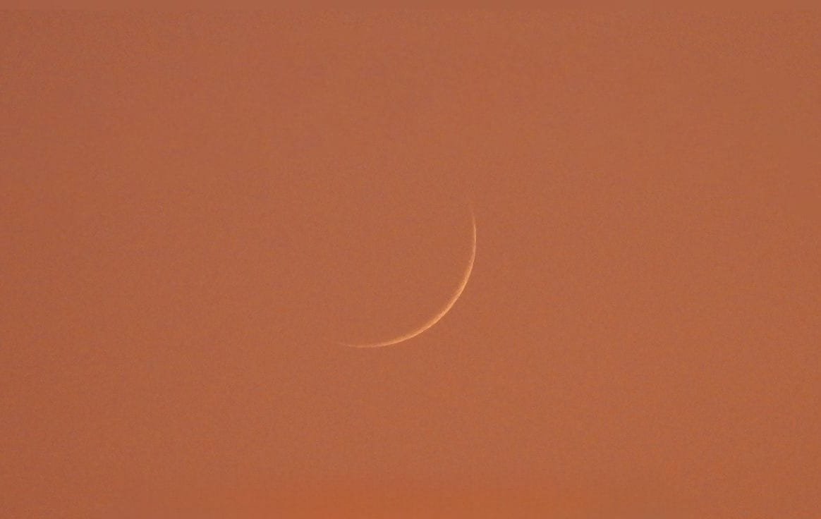 New moon seen, 1 January 2025 by several witneses. This moon marks the beginning of the 11th Hebrew month according to the Biblical Torah Calendar. and the written Torah of Moshe. Photo credited to Becca Biderman, Ancient Path New Moon, Poriya Ilit, Israel.