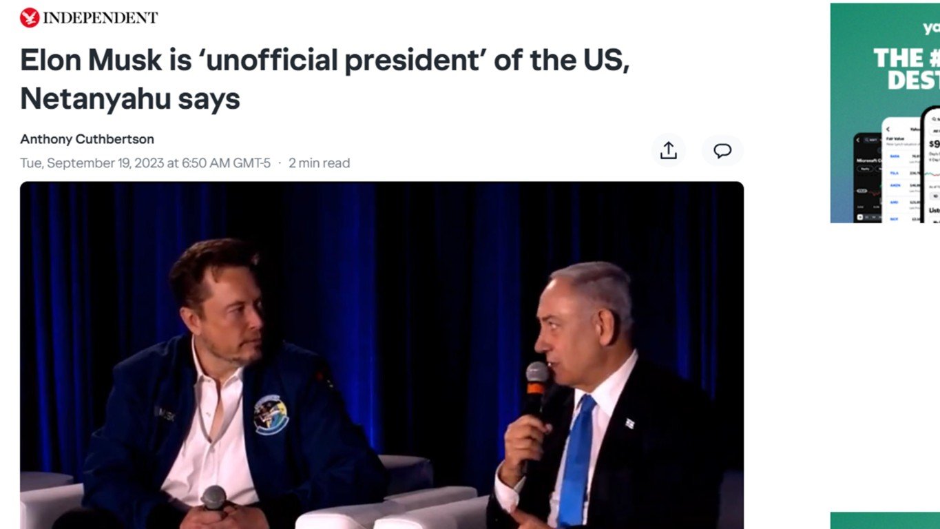 Elon Musk unofficial president Netanyahu