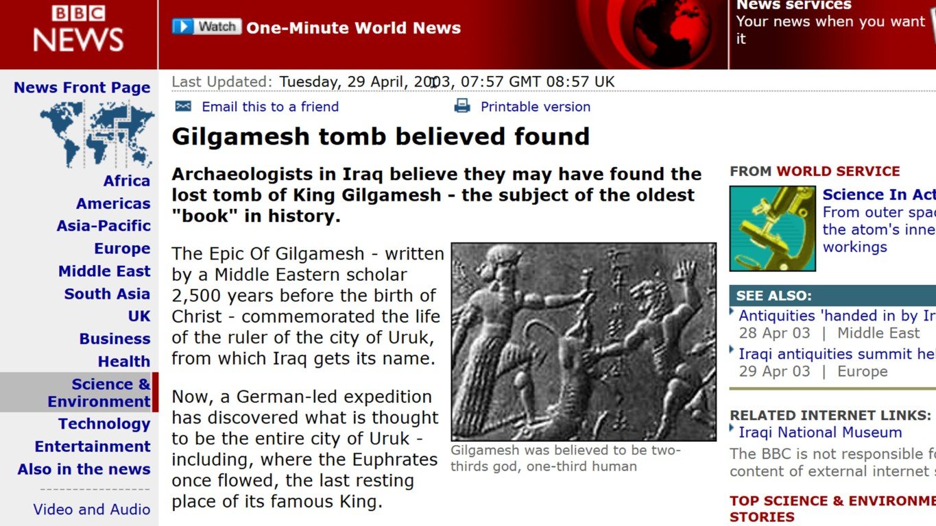 Gilamesh tomb-BBC news