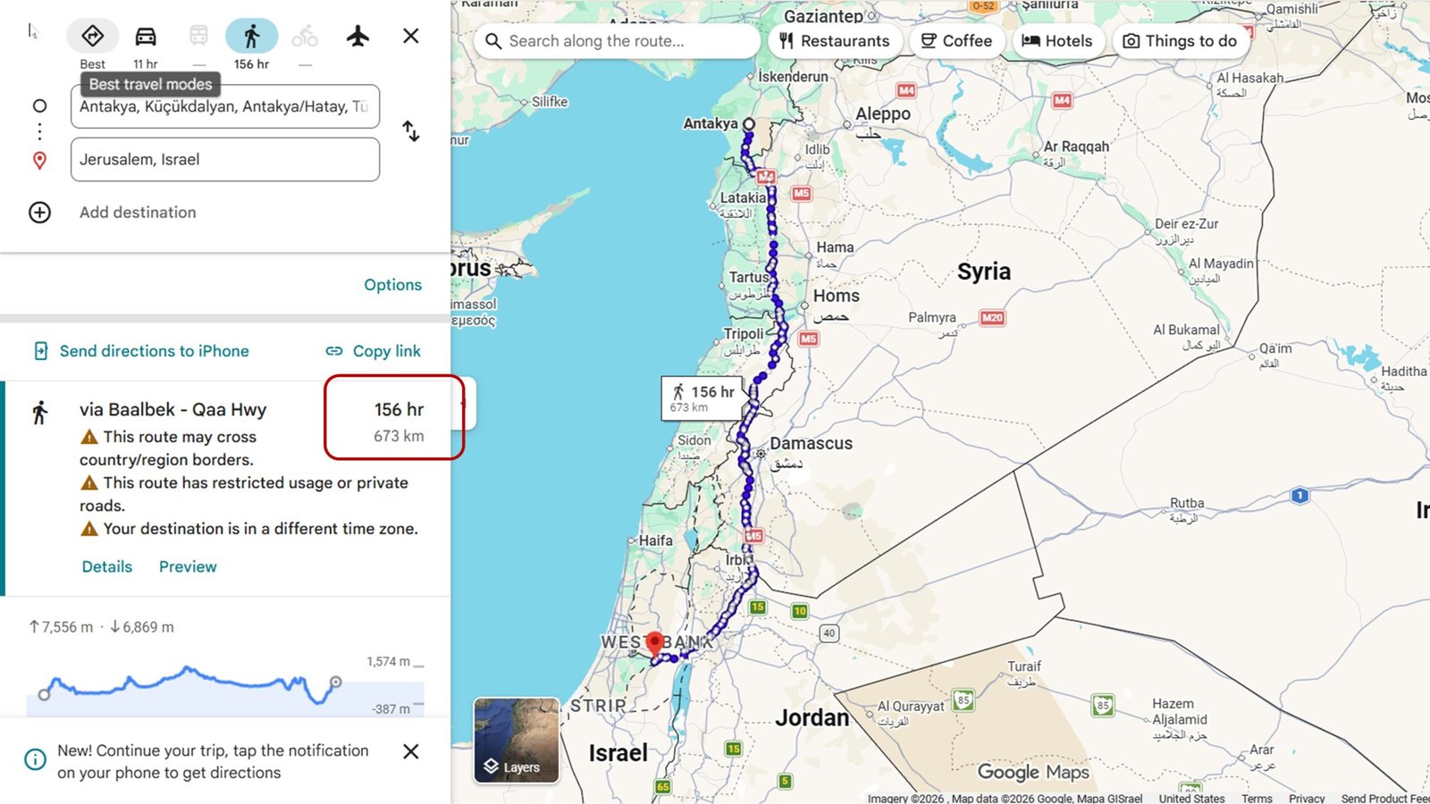 Israel map travel distance