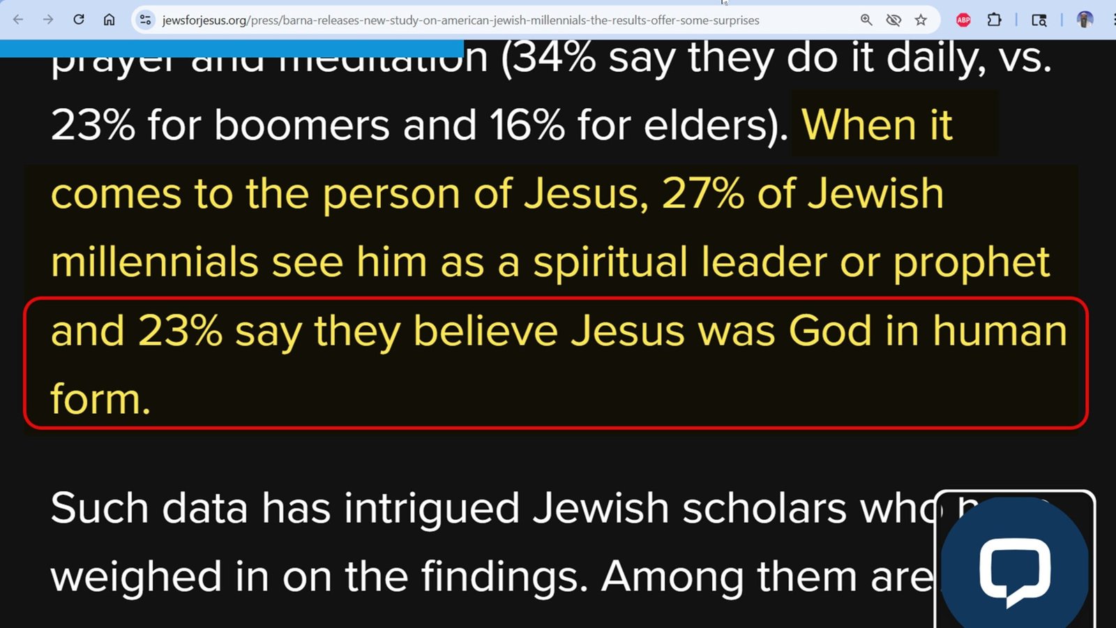 Jews for Jesus poll 23 percent