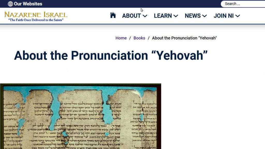 About the Pronunciation Yehovah, set-apart names, divine names, Nazarene Israel