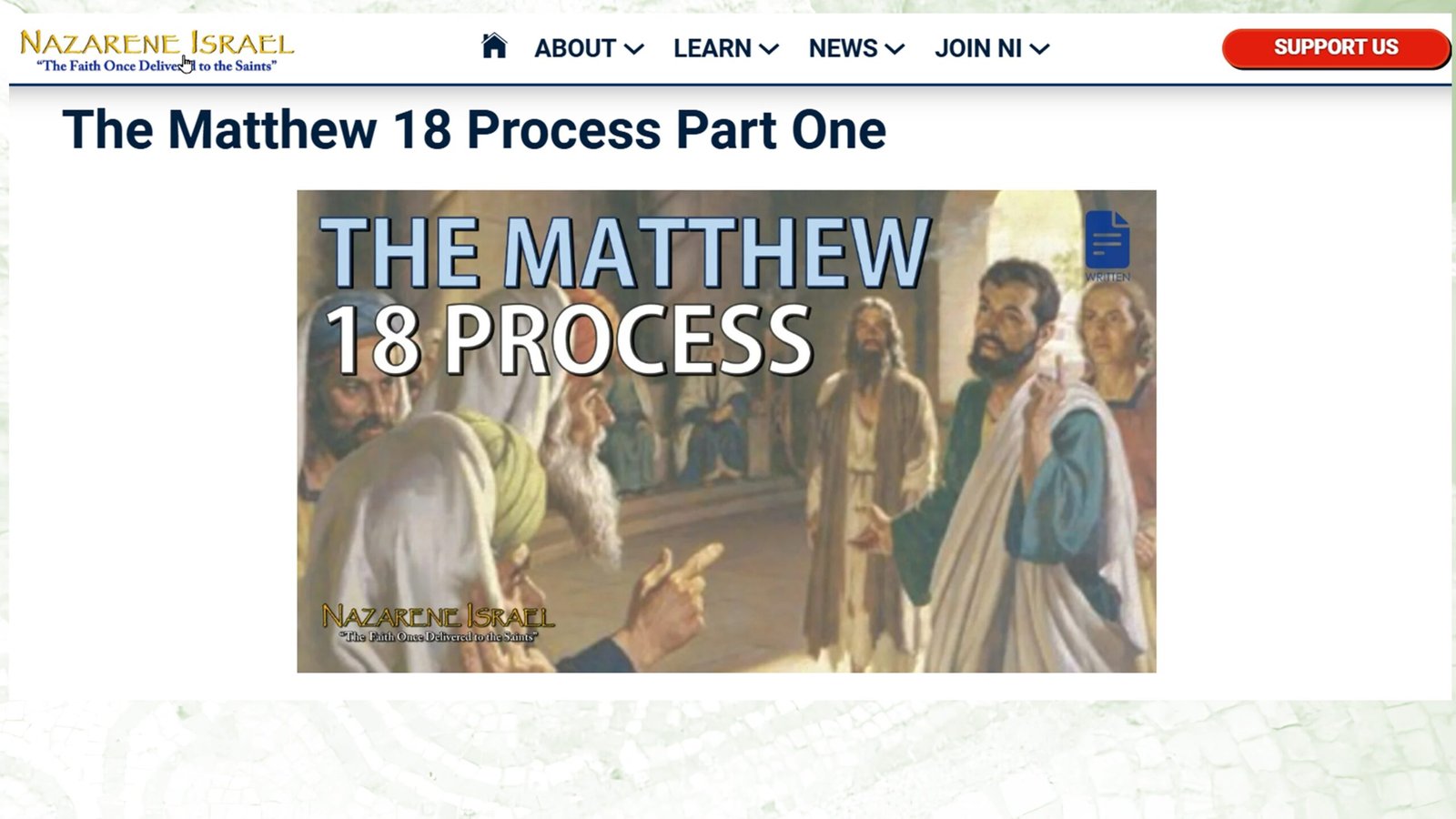 The Matthew 18 Process, Nazarene Israel, the Original Faith, First Century Faith
