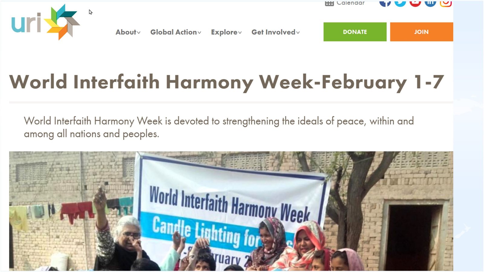 Uri World Interfaith Harmony Week