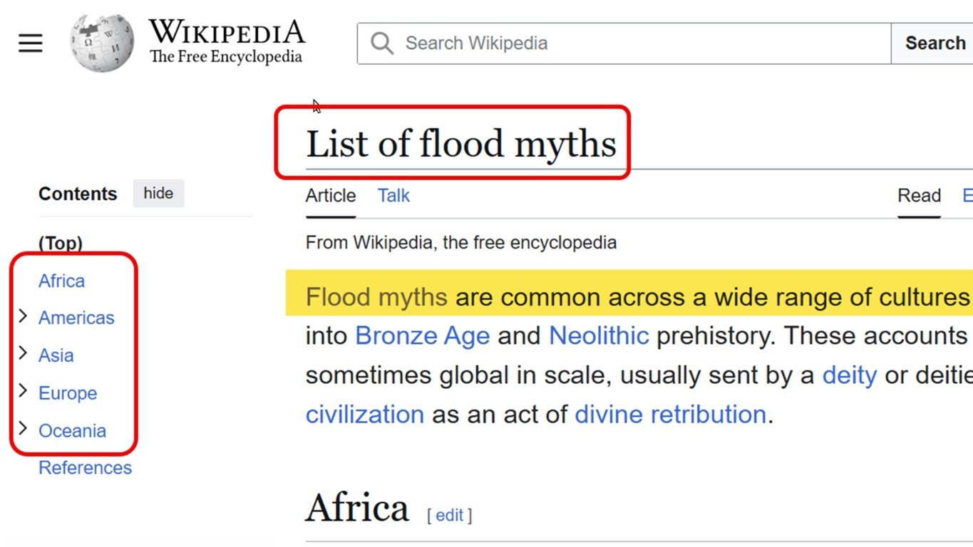 Wiki list of flood myths