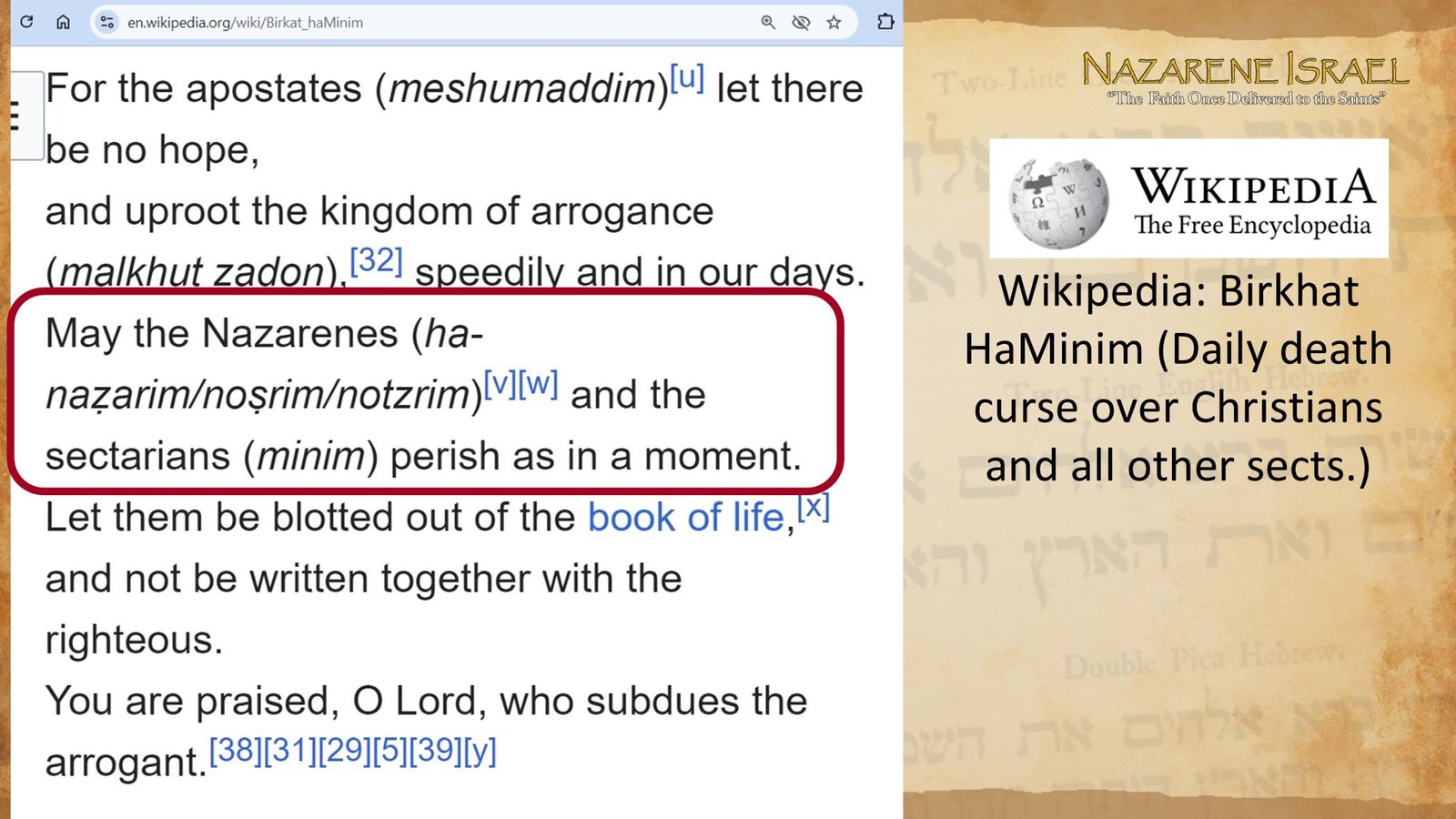 Birkhat Haminim, Daily Death Curse over Christianity and all other sects, Talmud