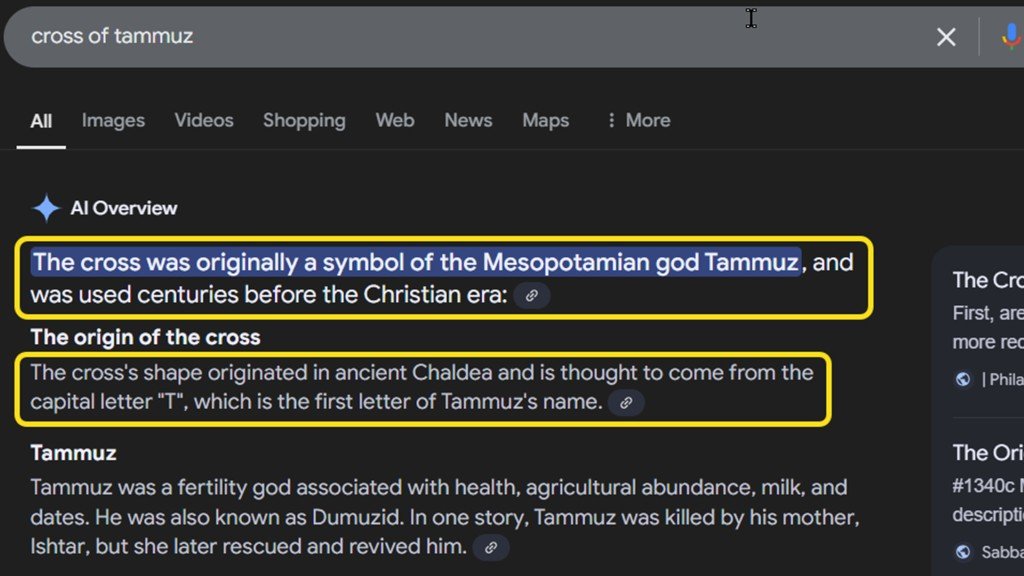 cross was a symbol of Tammuz
