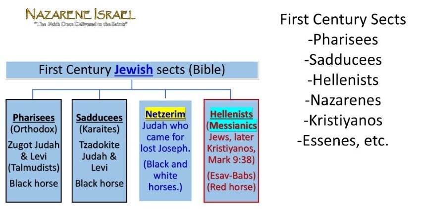 An image showing the first-century Jewish sects as described in the Renewed Testament, by Nazarene Israel