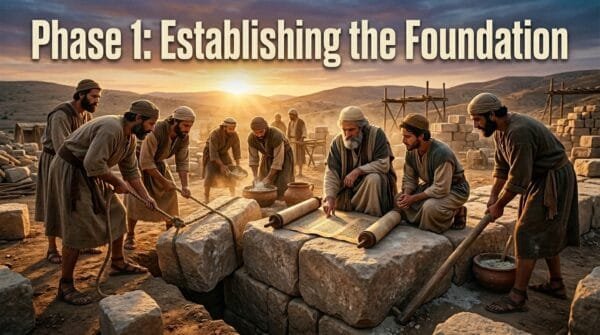 Men laying the foundation for a synagogue of true believers - The Torah Government - Nazarene Israel