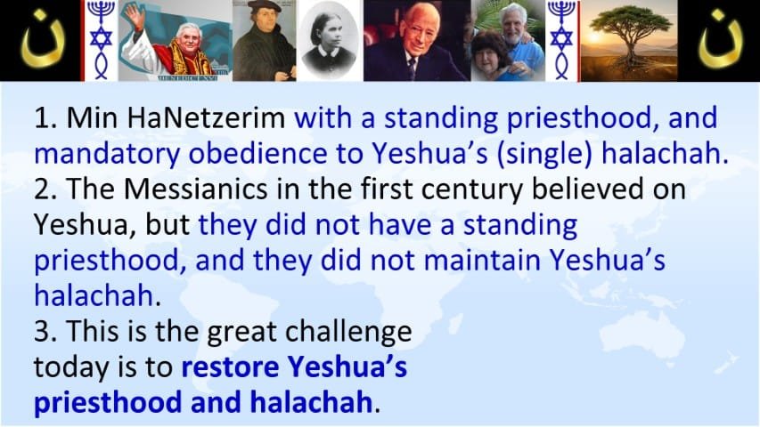 Min HaNetzerim with a standing priesthood, restore Yeshua's priesthood and halachah