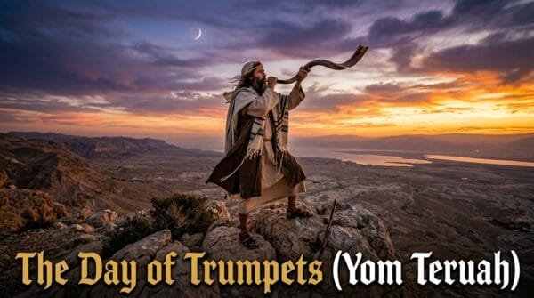 A man blowing the shofar in the mountains of Israel - The Torah Calendar - Nazarene Israel