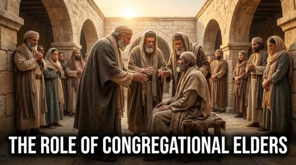 A group of elderly people praying for a sick member of the congregation - NSS2 - Nazareno Israel