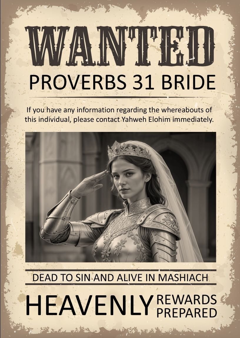 Proverbs 31 bride, faithful servant, wise virgins, Nazarene Israel, Original Faith, written Torah, obedience, saluting war-bride